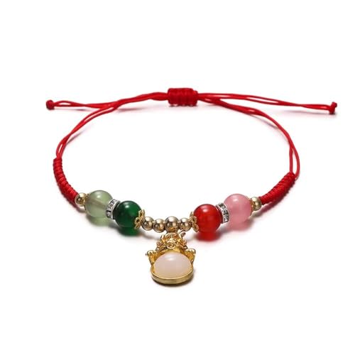 Zhang shine Chinesisches Sternzeichen-Drachen-Armband, 2024, glücklicher Glücksdrache, rotes gewebtes Seil, verstellbares Armband für Damen und Herren, Neujahrsschmuck (Stil A, Weiß von Zhang shine