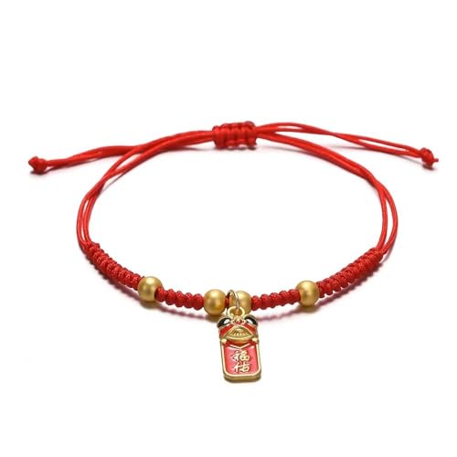 Zhang shine Chinesisches Sternzeichen-Drachen-Armband, 2024, glücklicher Glücksdrache, rotes gewebtes Seil, verstellbares Armband für Damen und Herren, Neujahrsschmuck (Stil B von Zhang shine