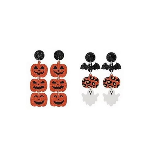 Zhang shine Halloween-Ohrstecker-Set, niedlicher Geister-Kürbis, Fledermaus, Leopard, Kürbis und seltsamer Kürbis, baumelnde Ohrringe für Frauen von Zhang shine