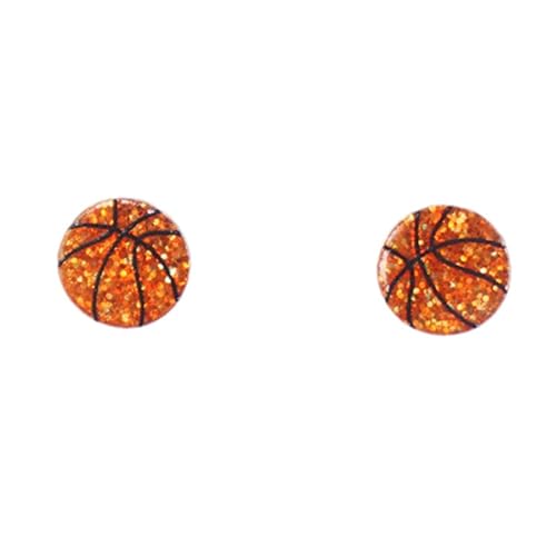 Zhang shine QDD213 Einzigartige Sportball-Ohrringe aus Acryl, niedlich, glänzend, Basketball, Volleyball, Baseball, Fußball, Fußball, Schmuck, Geschenk (Basketball) von Zhang shine