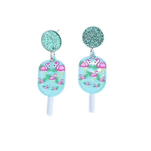 Zhang shine QDD214 Flamingo-Ohrhänger, Boho, niedlich, lustig, bunt, Sommer-Acryl-Ohrringe für Damen, Modeschmuck, Geschenk (grün) von Zhang shine