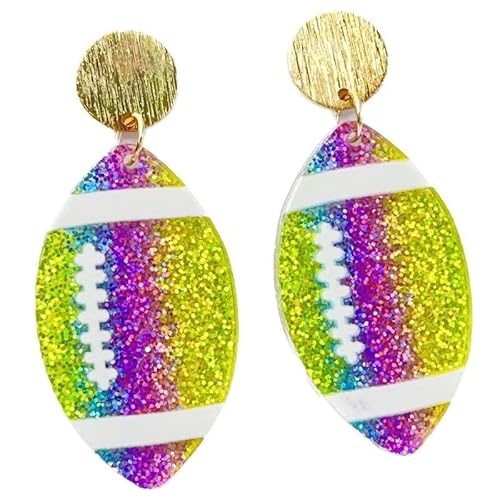 Zhang shine QQR211 Bunte Fußball-Ohrringe, Acryl, glänzend, Sportball-Ohrringe, niedlich, für Damen, Glitzer, Modeschmuck, Geschenk (Stil 2) von Zhang shine