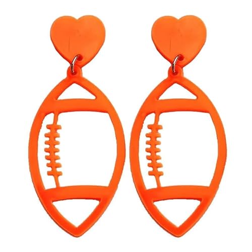 Zhang shine QQR211 Bunte Fußball-Ohrringe, Acryl, glänzend, Sportball-Ohrringe, niedlich für Damen, Glitzer, Modeschmuck, Geschenk (Stil 5), Orange, QQR211 von Zhang shine