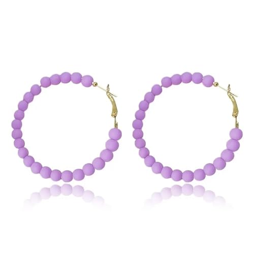 Zhang shine Violette Boho-Kreis-Creolen mit runden Perlen, Vintage, minimalistisch, schick, baumelnde Ohrringe für Frauen, Statement-Schmuck Zhang shine Violette Boho-Kreis-Creolen mit runden Perlen, Vintage, minimalistisch, schick, baumelnde Ohrringe für Frauen, Statement-Schmuck von Zhang shine