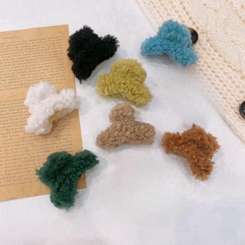 Kleine flauschige Haarklammern, rutschfest, Mini-Plüsch-Haarspangen für Damen und Mädchen, Winter und Herbst, 4 Stück Kleine flauschige Haarklammern, rutschfest, Mini-Plüsch-Haarspangen für Damen und Mädchen, Winter und Herbst, 4 Stück von ZhangGreet