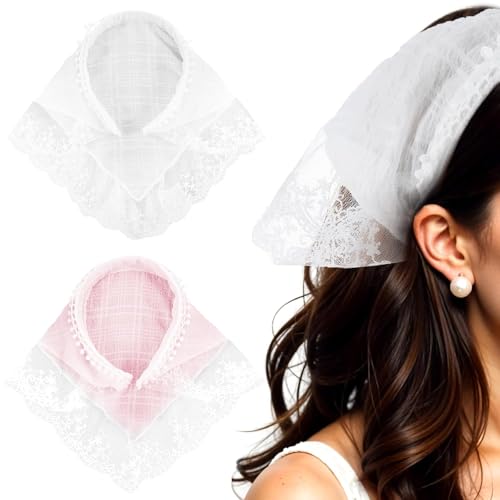 Zhangfang 2-teiliges Set Damen-Spitzenkopftücher, Haarband-Tücher im Bohemian-Stil, rutschfeste Spitzenbänder von Zhangfang