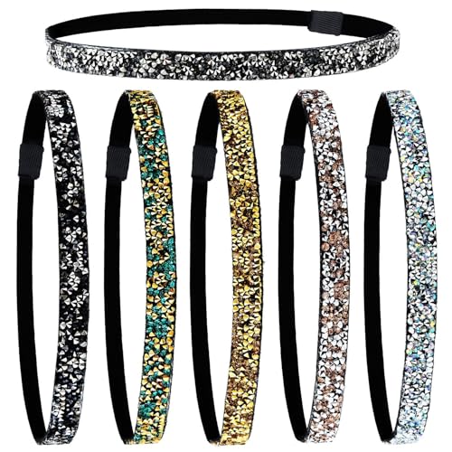 Zhangfang 6-teiliges, glitzerndes, rutschfestes Filzstirnband mit Strasssteinen für Damen Stoffstirnband, geeignet für Sport und Yoga Zhangfang 6-teiliges, glitzerndes, rutschfestes Filzstirnband mit Strasssteinen für Damen Stoffstirnband, geeignet für Sport und Yoga von Zhangfang