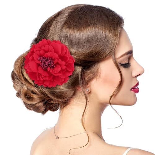 Zhangyusong Rote Blume Haarspange Große Pfingstrose Haarspange Künstliche Blume Haarspange Retro Rose Rot Brosche Haarspange für Frauen Zhangyusong Rote Blume Haarspange Große Pfingstrose Haarspange Künstliche Blume Haarspange Retro Rose Rot Brosche Haarspange für Frauen von Zhangyusong