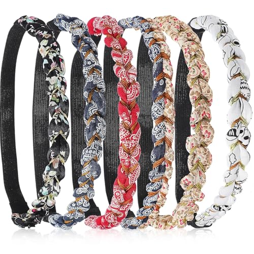 Zhangzitao 6 Stück geflochtene elastische Stirnbänder mit Blumenmuster für Damen, verstellbares Geflecht, Blumen-Haarband, elastisches Stretchgewebe, geflochtene Stirnbänder, Haarschmuck für Mädchen Zhangzitao 6 Stück geflochtene elastische Stirnbänder mit Blumenmuster für Damen, verstellbares Geflecht, Blumen-Haarband, elastisches Stretchgewebe, geflochtene Stirnbänder, Haarschmuck für Mädchen von Zhangzitao