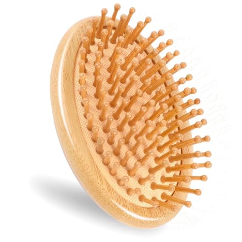Zhangzitao Bambus-Massagekamm, Kopfhautmassagegerät aus Holz, Haarbürste, rund, tragbar, Bambuskamm, antistatisch, Luftkissen, Haarbürste, Mini-Reise-Haarbürste für Damen und Herren, kein Griff-Design Zhangzitao Bambus-Massagekamm, Kopfhautmassagegerät aus Holz, Haarbürste, rund, tragbar, Bambuskamm, antistatisch, Luftkissen, Haarbürste, Mini-Reise-Haarbürste für Damen und Herren, kein Griff-Design von Zhangzitao