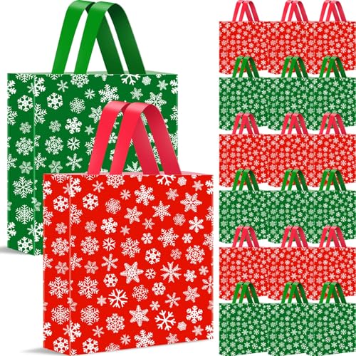 Zhanmai Weihnachts-Einkaufstaschen aus Kunststoff für kleine Unternehmen, Weihnachtsfeiertage, Boutique, wiederverwendbare Einkaufstaschen mit Griffen, 25,4 x 33 cm, Merchandise-Taschen für von Zhanmai