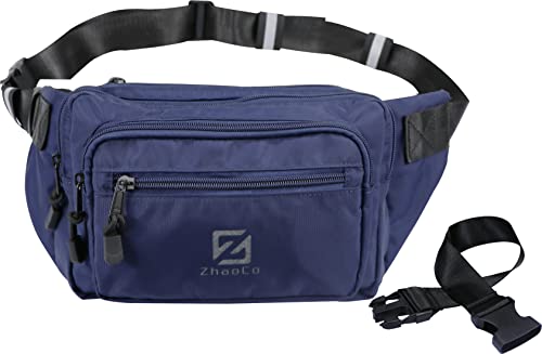 Bauchtasche Gürteltasche für Damen und Herren Hüfttasche Wasserdicht mit Verstellbarem Schnallenriemen für Hundespaziergang Laufen Wandern Joggen - Blau von ZhaoCo