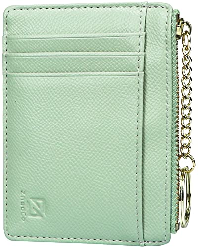 ZhaoCo Geldbörse Damen mit Münzfach, PU Leder Mini Klein 8 Kreditkartenetui Portemonnaie Geldbeutel Kartenetui mit Reißverschluss für Frauen Mädchen Damen Kinder - Grün von ZhaoCo