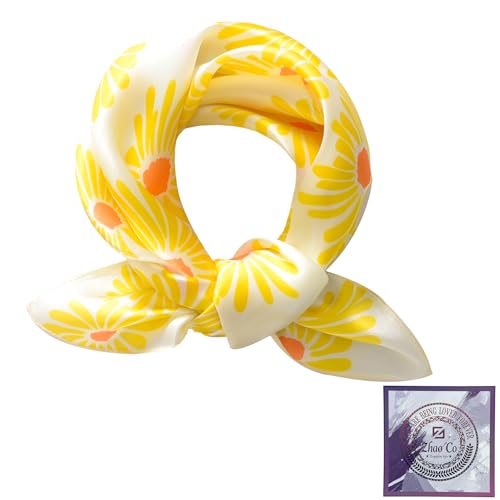 ZhaoCo 100% Natürliche Maulbeerseide Schal, 53x53cm Seidentuch Grafikdruck Klein Weich Quadratisch Seidenschal für Damen (SS53-015A) von ZhaoCo