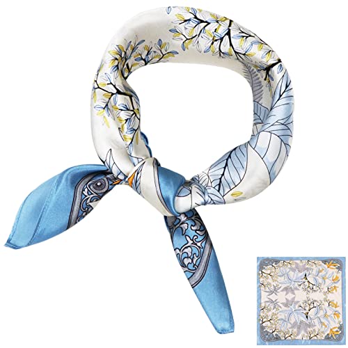 ZhaoCo 100% Natürliche Maulbeerseide Schal, 53x53cm Seidentuch Grafikdruck Klein Weich Quadratisch Seidenschal für Damen von ZhaoCo