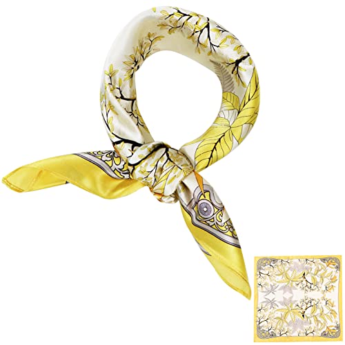 ZhaoCo 100% Natürliche Maulbeerseide Schal, 53x53cm Seidentuch Grafikdruck Klein Weich Quadratisch Seidenschal für Damen von ZhaoCo