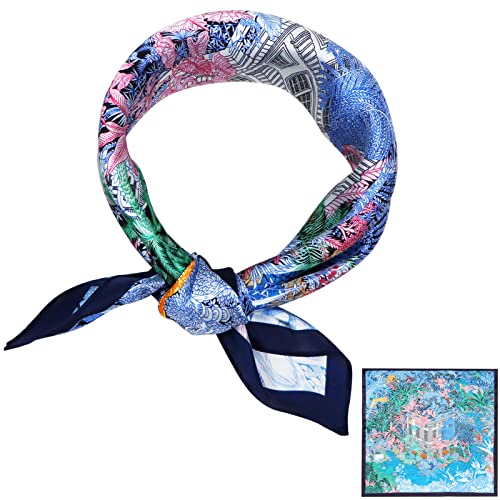 ZhaoCo 100% Natürliche Maulbeerseide Schal, 53x53cm Seidentuch Grafikdruck Klein Weich Quadratisch Seidenschal für Damen von ZhaoCo