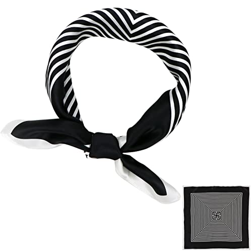 ZhaoCo 100% Natürliche Maulbeerseide Schal, 53x53cm Seidentuch Grafikdruck Klein Weich Quadratisch Seidenschal für Damen von ZhaoCo