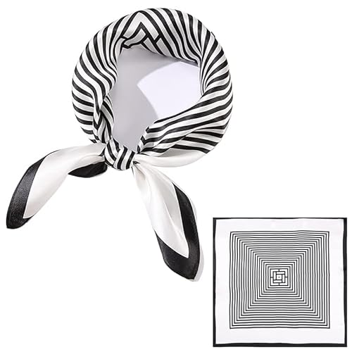 ZhaoCo 100% Natürliche Maulbeerseide Schal, 53x53cm Seidentuch Grafikdruck Klein Weich Quadratisch Seidenschal für Damen von ZhaoCo