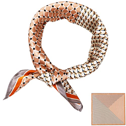 ZhaoCo 100% Natürliche Maulbeerseide Schal, 53x53cm Seidentuch Grafikdruck Klein Weich Quadratisch Seidenschal für Damen von ZhaoCo