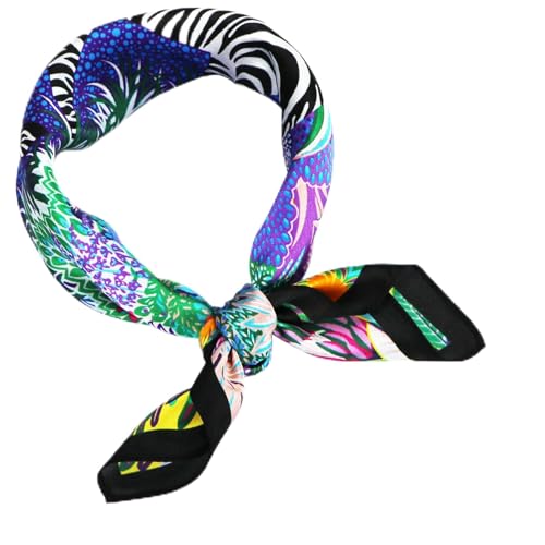 ZhaoCo 100% Natürliche Maulbeerseide Schal, 53x53cm Seidentuch Grafikdruck Klein Weich Quadratisch Seidenschal für Damen von ZhaoCo