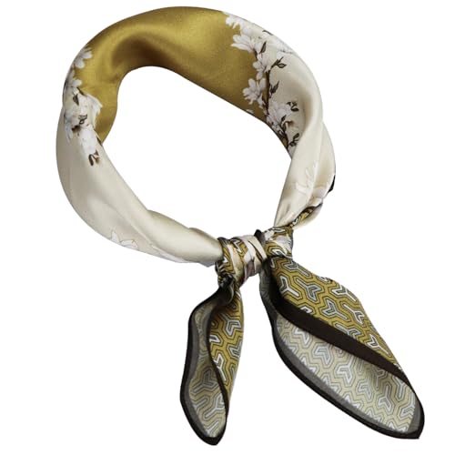 ZhaoCo 100% Natürliche Maulbeerseide Schal, 53x53cm Seidentuch Grafikdruck Klein Weich Quadratisch Seidenschal für Damen von ZhaoCo