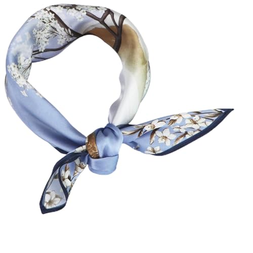 ZhaoCo 100% Natürliche Maulbeerseide Schal, 53x53cm Seidentuch Grafikdruck Klein Weich Quadratisch Seidenschal für Damen von ZhaoCo
