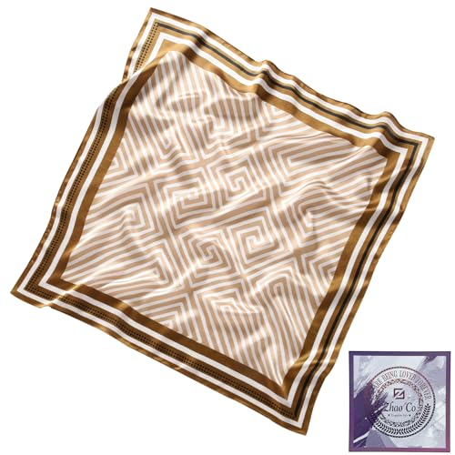 ZhaoCo 100% Natürliche Maulbeerseide Schal, 66x66cm / 26x26 Zoll Seidentuch Grafikdruck Klein Weich Quadratisch Seidenschal für Damen (SS70-013A) von ZhaoCo