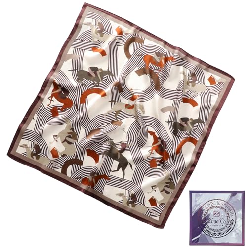 ZhaoCo 100% Natürliche Maulbeerseide Schal, 66x66cm / 26x26 Zoll Seidentuch Grafikdruck Klein Weich Quadratisch Seidenschal für Damen (SS70-026A) von ZhaoCo