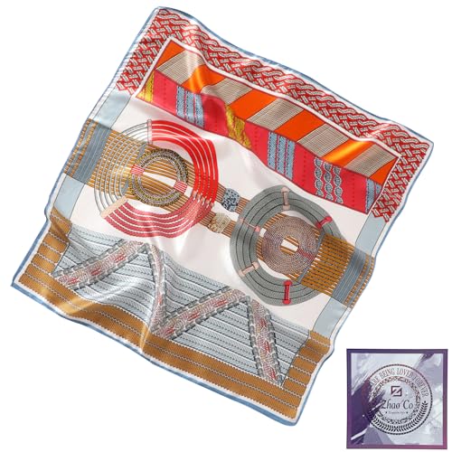 ZhaoCo 100% Natürliche Maulbeerseide Schal, 66x66cm / 26x26 Zoll Seidentuch Grafikdruck Klein Weich Quadratisch Seidenschal für Damen (SS70-032A) von ZhaoCo