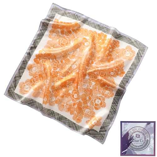 ZhaoCo 100% Natürliche Maulbeerseide Schal, 66x66cm / 26x26 Zoll Seidentuch Grafikdruck Klein Weich Quadratisch Seidenschal für Damen (SS70-053A) von ZhaoCo