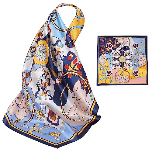 ZhaoCo 100% Natürliche Maulbeerseide Schal, 66x66cm / 26x26 Zoll Seidentuch Grafikdruck Klein Weich Quadratisch Seidenschal für Damen - 007 von ZhaoCo