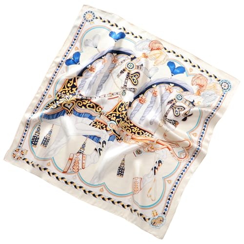 ZhaoCo 100% Natürliche Maulbeerseide Schal, 70x70cm / 27.5x27.5 Zoll Seidentuch Grafikdruck Klein Weich Quadratisch Seidenschal für Damen - 054A von ZhaoCo