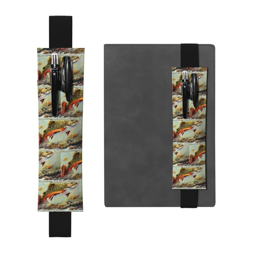 ZhaoYuGoods Brook Stifthalter mit elastischem Band zum Forellenangeln, verstellbare Stifteetui, niedlicher Leder-Stifthalter, Schwarz , Einheitsgröße von ZhaoYuGoods