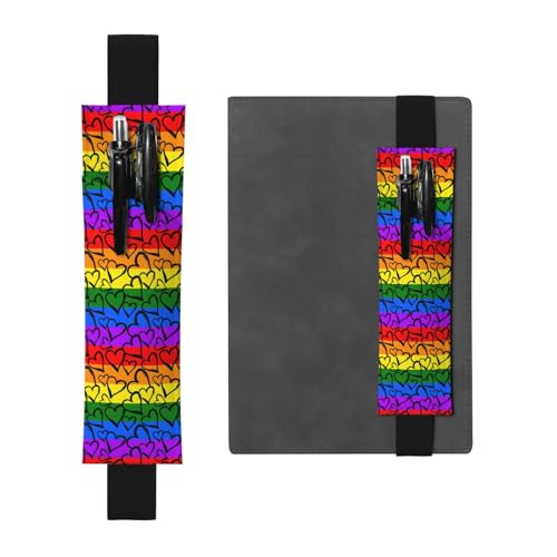 ZhaoYuGoods Gay Pride Stifthalter mit Regenbogen-Muster, elastisches Band, bedrucktes verstellbares Stiftetui, niedlicher Leder-Stifthalter, Schwarz , Einheitsgröße von ZhaoYuGoods