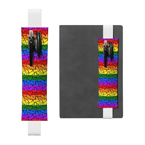 ZhaoYuGoods Gay Pride Stifthalter mit Regenbogen-Muster, elastisches Band, bedrucktes verstellbares Stiftetui, niedlicher Leder-Stifthalter, weiß, Einheitsgröße von ZhaoYuGoods