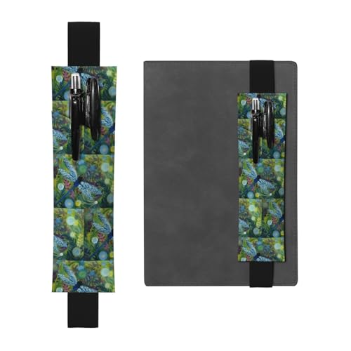 ZhaoYuGoods Handbemalter blauer Libellen-Stiftehalter mit elastischem Band, bedrucktes, verstellbares Stifteetui | niedlicher Leder-Stifthalter, Schwarz , Einheitsgröße von ZhaoYuGoods