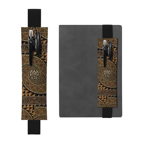 ZhaoYuGoods Hawaiian Tapa Honu Turtle Elastisches Band Stifthalter | Bedruckte verstellbare Stifttasche | niedlicher Leder-Stifthalter, Schwarz , Einheitsgröße von ZhaoYuGoods