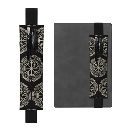 ZhaoYuGoods Magisches Design nordische Runen Kompass Elastisches Band Stifthalter | Druck verstellbare Stifttasche | Niedlicher Leder-Stifthalter, Schwarz , Einheitsgröße von ZhaoYuGoods
