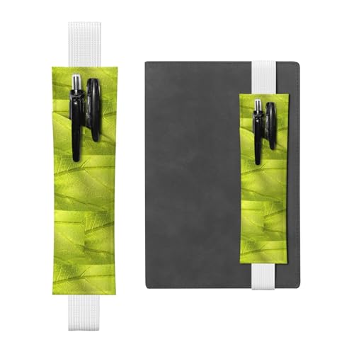 ZhaoYuGoods Stiftehalter mit Baumblatt-Textur, elastisches Band, bedrucktes verstellbares Stiftetui, niedlicher Leder-Stifthalter, weiß, Einheitsgröße von ZhaoYuGoods