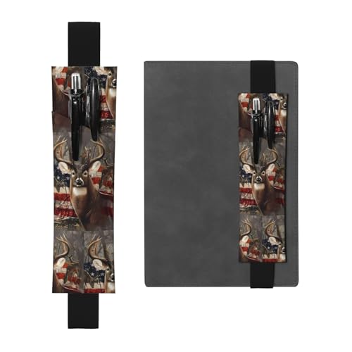 ZhaoYuGoods Stiftehalter mit elastischem Band in Hirschjagd-Saison, bedrucktes, verstellbares Stifteetui, niedlicher Leder-Stifthalter, Schwarz , Einheitsgröße von ZhaoYuGoods