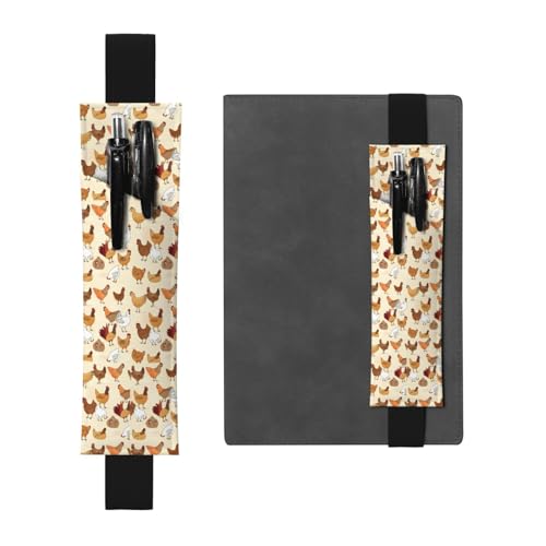 ZhaoYuGoods Stiftehalter mit elastischem Band und Aufschrift "A Brood of Chickens", bedrucktes, verstellbares Stifteetui, niedlicher Leder-Stifthalter, Schwarz , Einheitsgröße von ZhaoYuGoods