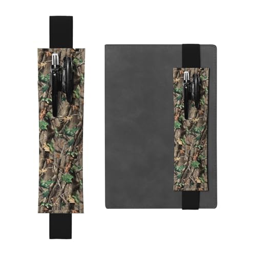 ZhaoYuGoods Stifthalter aus Hartholz mit elastischem Band, bedrucktes verstellbares Federmäppchen, niedlicher Leder-Stifthalter, Schwarz , Einheitsgröße von ZhaoYuGoods