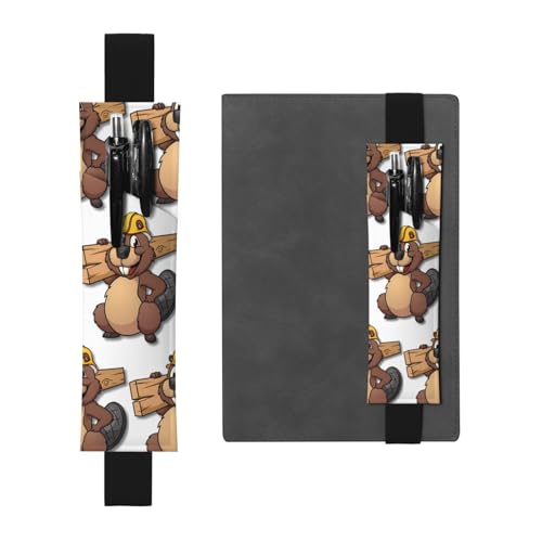 ZhaoYuGoods Stifthalter mit elastischem Band, bedrucktes verstellbares Federmäppchen, niedlicher Leder-Stifthalter, Schwarz , Einheitsgröße von ZhaoYuGoods