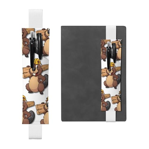 ZhaoYuGoods Stifthalter mit elastischem Band, bedrucktes verstellbares Federmäppchen, niedlicher Leder-Stifthalter, weiß, Einheitsgröße von ZhaoYuGoods