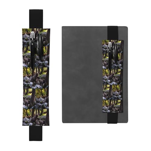 ZhaoYuGoods rge and Small Black Bears Elastisches Band Stifthalter | Bedruckte verstellbare Stifttasche | Niedlicher Leder-Stifthalter, Schwarz , Einheitsgröße von ZhaoYuGoods