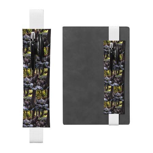 ZhaoYuGoods rge and Small Black Bears Elastisches Band Stifthalter | Bedruckte verstellbare Stifttasche | Niedlicher Leder-Stifthalter, weiß, Einheitsgröße von ZhaoYuGoods