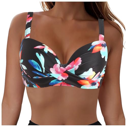 Zhden Bikini Top Große Brüste 2025 Push Up BH mit selbstbindendem Halterneck und chlorbeständigem Material Modische Sommer Bademode für Strand und Pool mit atmungsaktivem Futter und verstellbarem von Zhden