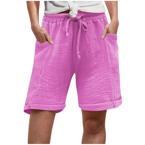 Zhden Shorts Damen Leinen Musselin Kurze Hose Beach Mit Taschen Mode Lässige Stoffhose Freizeit Stretch Gerades Bein Kordelzug Leinenhose Damen Bermuda Sommer Kurze Hose Sport Shorts Hot Rosa XL Zhden Shorts Damen Leinen Musselin Kurze Hose Beach Mit Taschen Mode Lässige Stoffhose Freizeit Stretch Gerades Bein Kordelzug Leinenhose Damen Bermuda Sommer Kurze Hose Sport Shorts Hot Rosa XL von Zhden