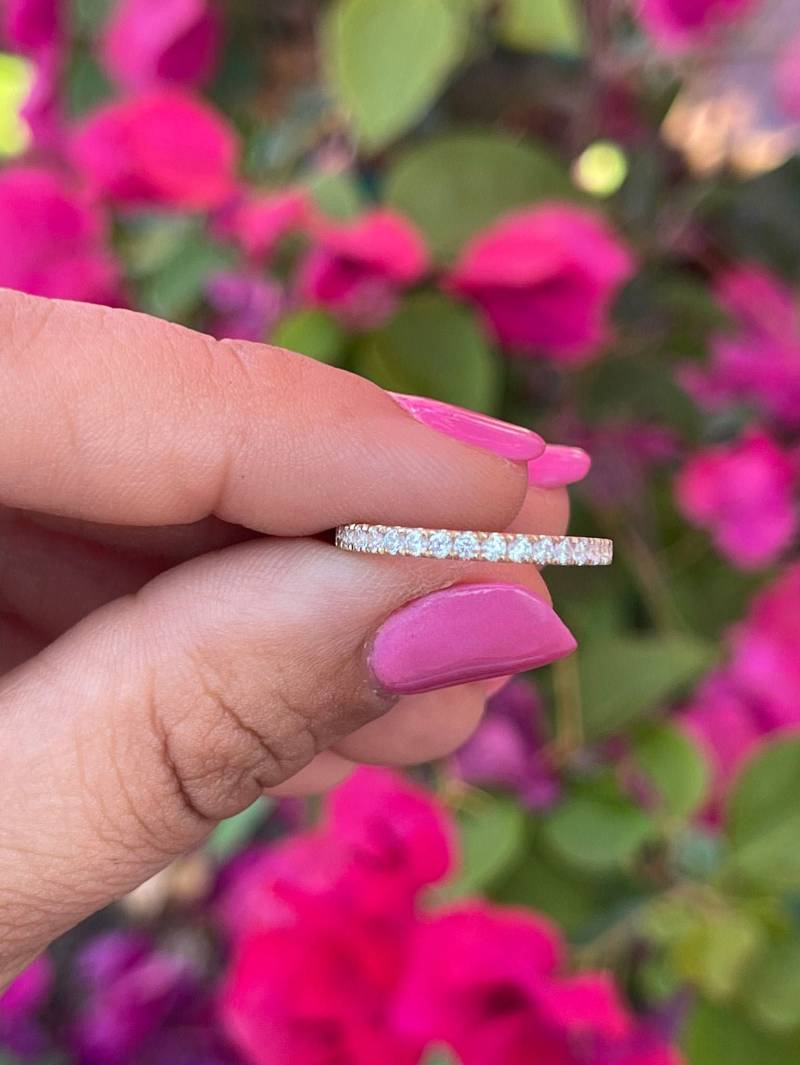 Halbe Ewigkeit Ehering/14K Solid Gelb Gold 0, 20 Kt, Gelber Stapeln Stapelbares Band von Zhedora